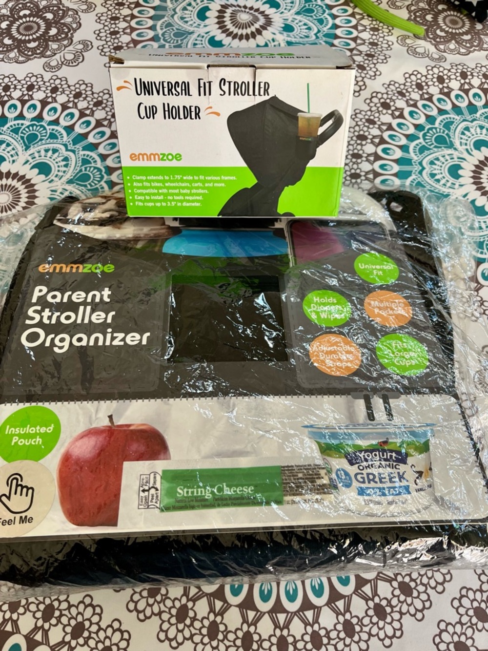 Black Parent Stroller Organizer and cup holder